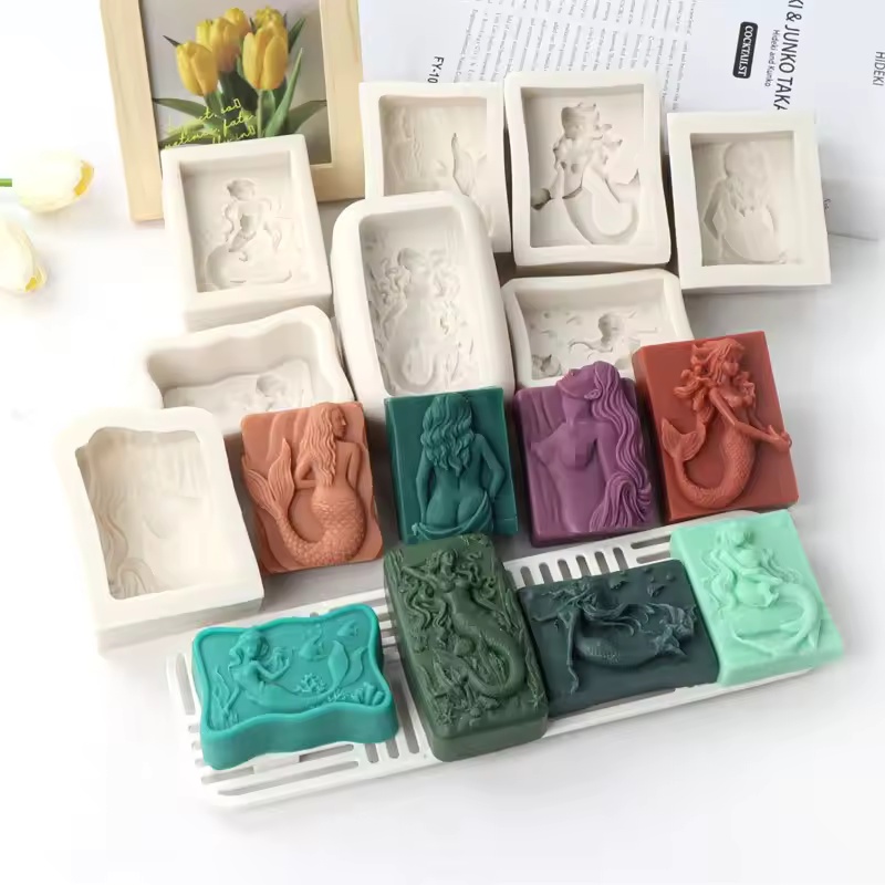 Candle Making Tutorial - Rectangle Ocean-Style 3D Mermaid Candle Mold