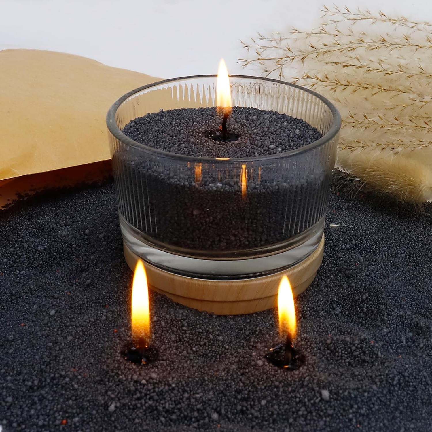 Candle Making Wax - Black Candle Sand with Wick, 200g